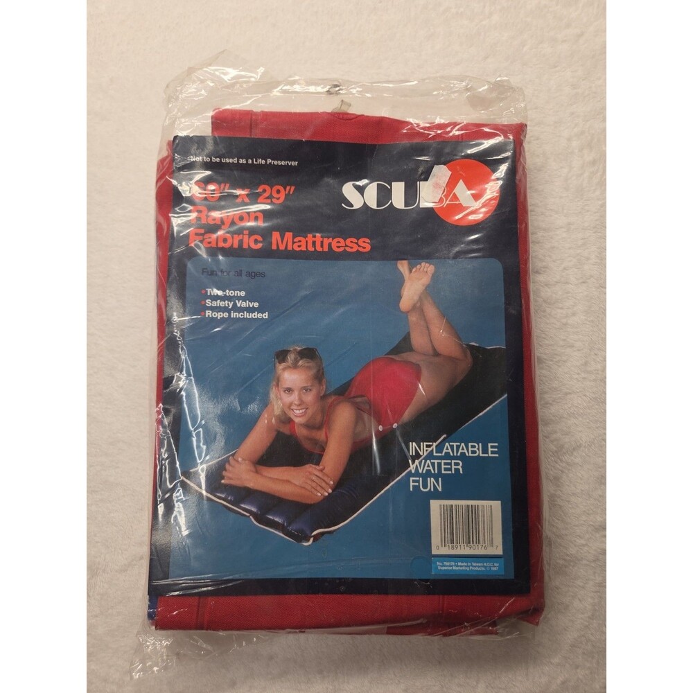 Scuba 60" X29" Rayon Inflatable Water Mattress 1987 NWT